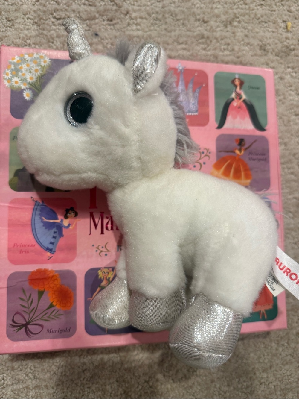 White Plush Unicorn with Silver Accents - Kids Stuffed Animal